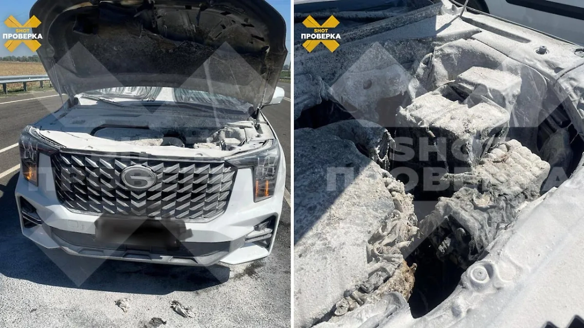 Сгоревший китайский внедорожник. Фото © Telegram / SHOT ПРОВЕРКА