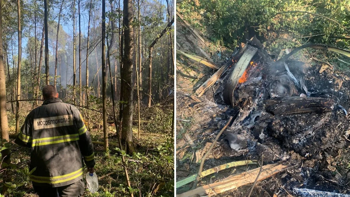 Место падения Sukhoi Superjet 100 в Московской области. Обложка © Глава Коломны Александр Гречищев