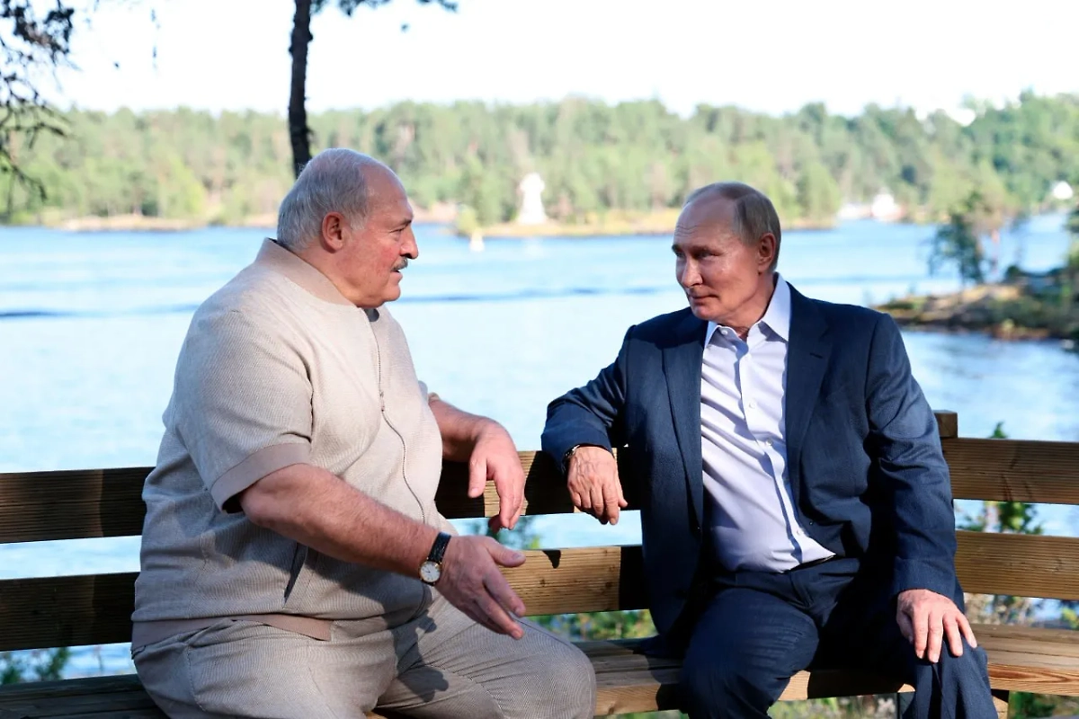Александр Лукашенко и Владимир Путин на Валааме. Фото © Telegram / Кремль. Новости