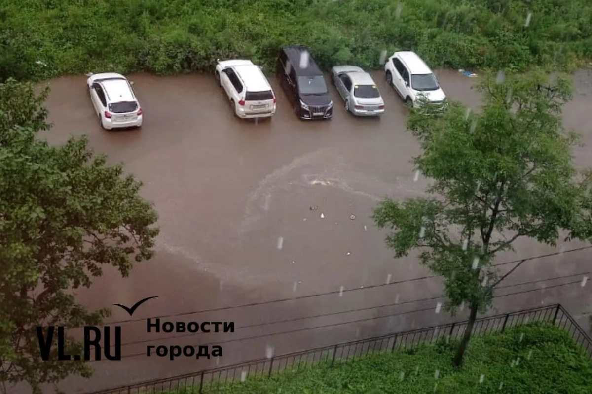 Улица Космонавтов оказалась затоплена. Фото © Telegram / NewsVLru