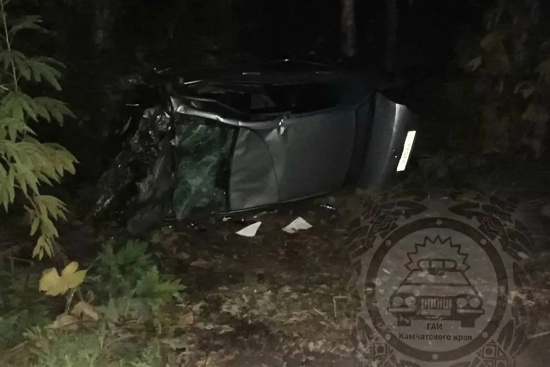 В камчатке на 26 километре трассы город Елизово – посёлок Паратунка произошло ДТП, в результате которого 42-летняя женщина. Фото © Telegram / Госавтоинспекция Камчатки