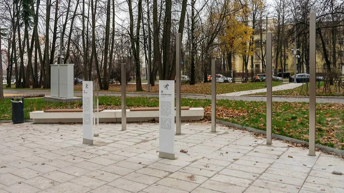 В Москве на Аллее спортивной славы звёзд зимних Олимпийских игр на Воробьёвых горах установили арт-объекты, посвящённые 15 видам спорта. Фото © Пресс-служба Департамента капитального ремонта города Москвы.