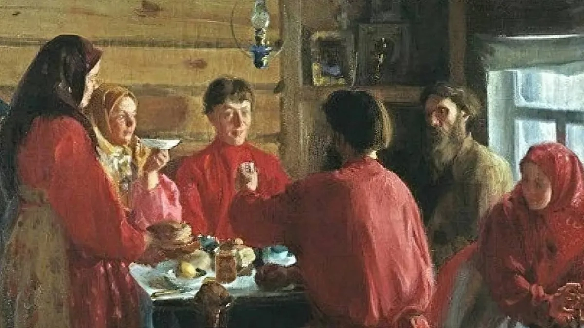 10 января на Руси отмечался Домочадцев день, или Рождественский мясоед. Обложка © Художник И. Куликов "В крестьянской избе", 1902 год / artchive.ru
