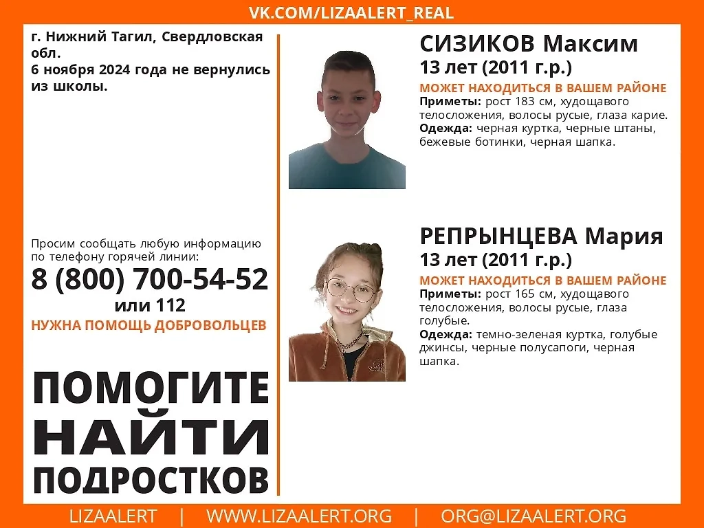 Ориентировки пропавших. Фото © VK / Поисковый отряд «ЛизаАлерт» Свердловской области