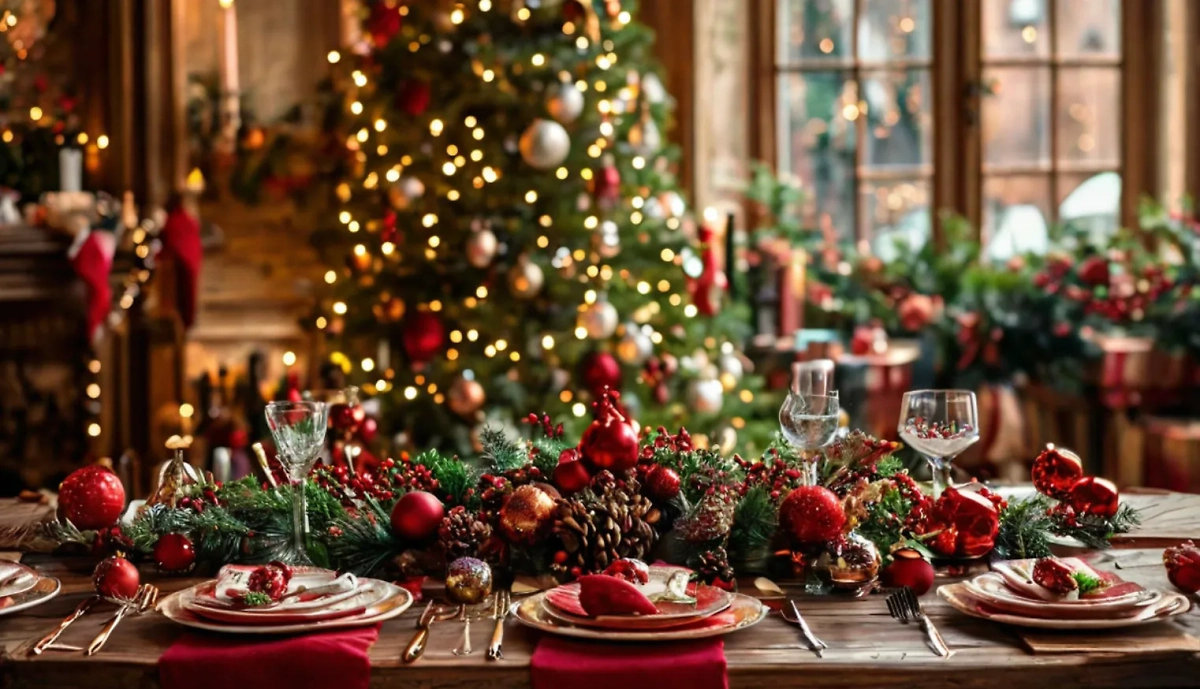 Новогодний стол 2025: как украсить, чтобы год Зелёной Змеи был удачным и лёгким. Фото © «Шедеврум»
