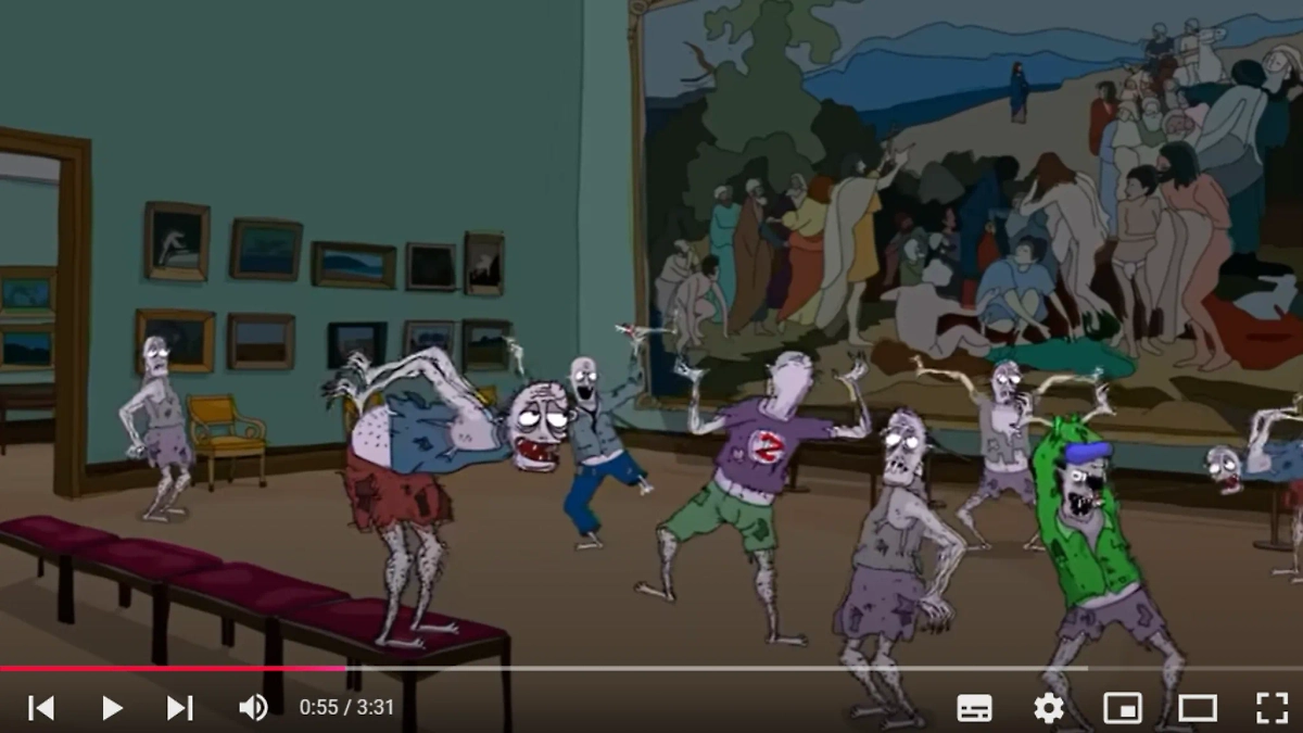 Россияне в музее. Фото © YouTube / Masyanya Kuvaeva