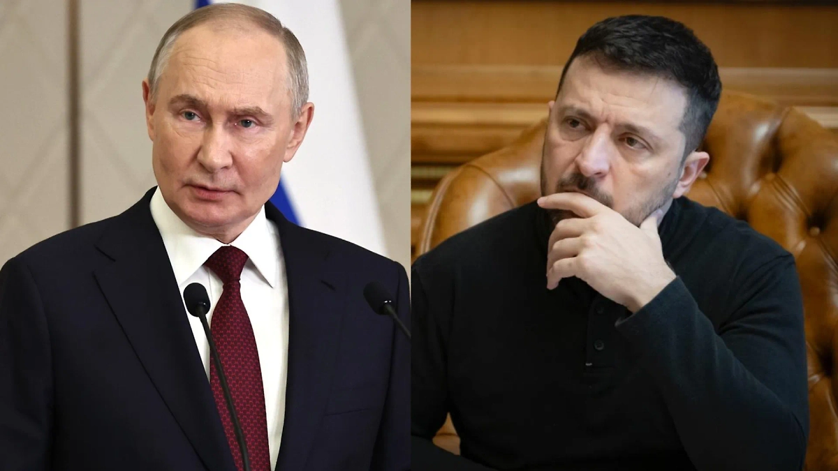 Владимир Путин и Владимир Зеленский. Коллаж © Life.ru. Фото © kremlin.ru, Telegram / V_Zelenskiy_official