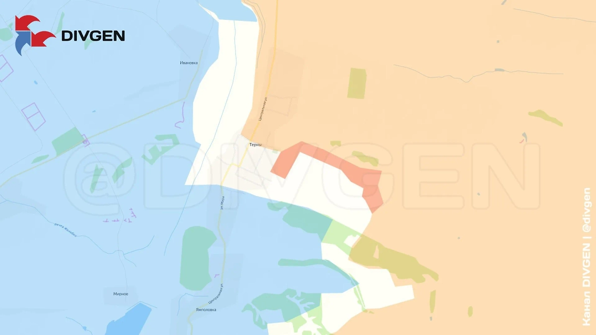 Обстановка в Тернах. Фото © Telegram / Divgen Карта СВО