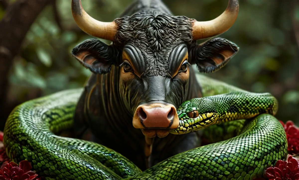 Здоровье и красота: гороскоп 2025 год Зелёной Змеи для Быка. Фото © Шедеврум