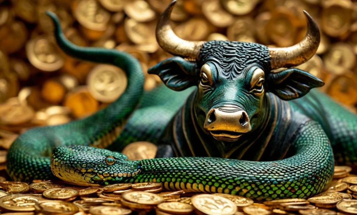 Денежный гороскоп 2025 для Быка: как будут обстоять дела с финансами в год Змеи. Фото © Шедеврум