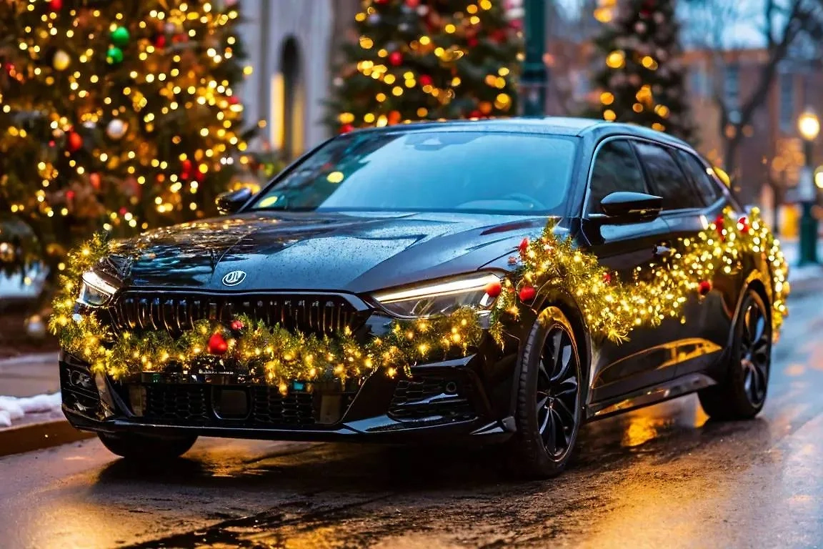Украшенный гирляндой автомобиль. Обложка © Life.ru / Шедеврум