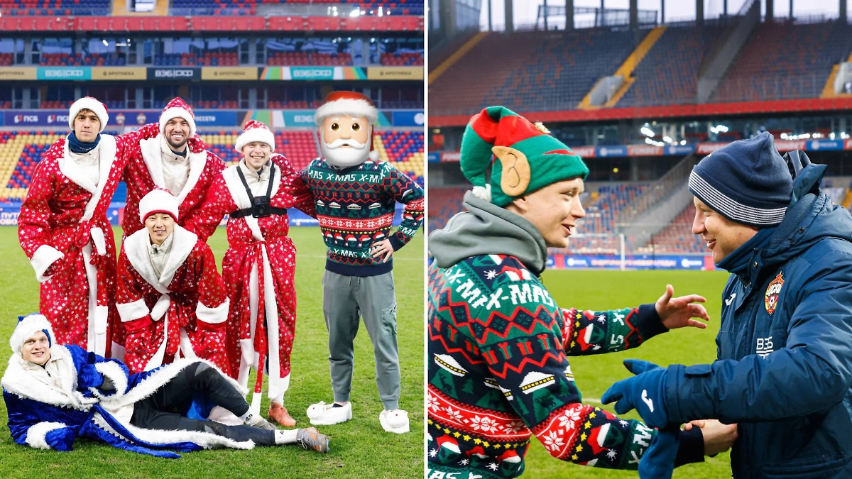 Новогодний матч ЦСКА против 158 игроков из клубной академии. Обложка © Telegram / ПФК ЦСКА