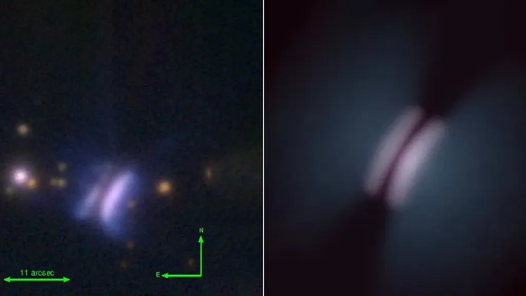 Объект "Чивито Дракулы" (слева) и предполагаемая модель его формирования (справа). Фото © Arxiv