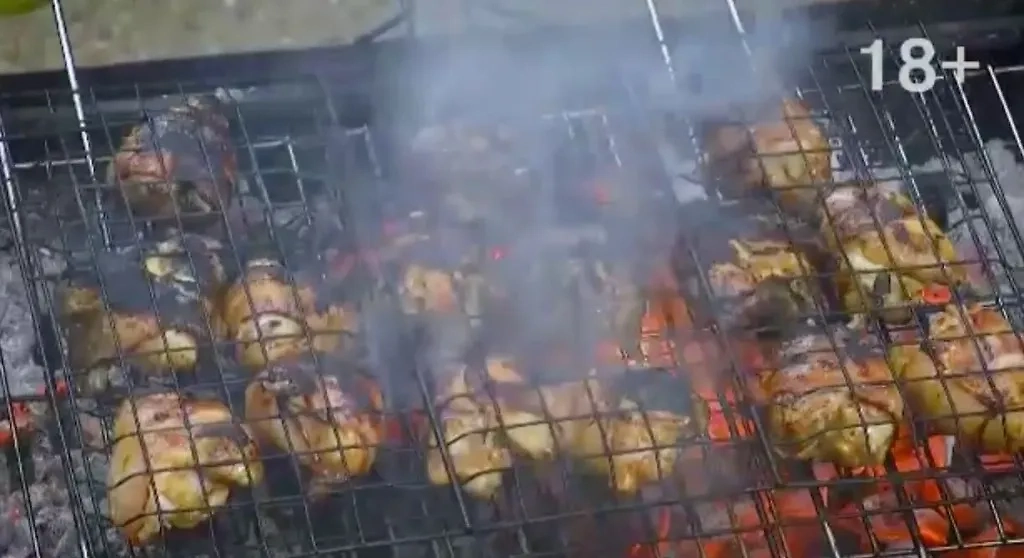 Эпизод кулинарного шоу, где комментатор жарко комментирует сгоревший шашлык. Фото © t.me / Yaplakal