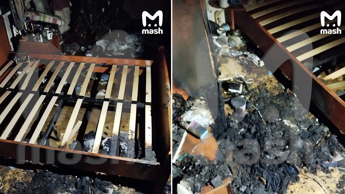 Последствия пожара из-за зарядки в Москве. Фото © T.me / Mash