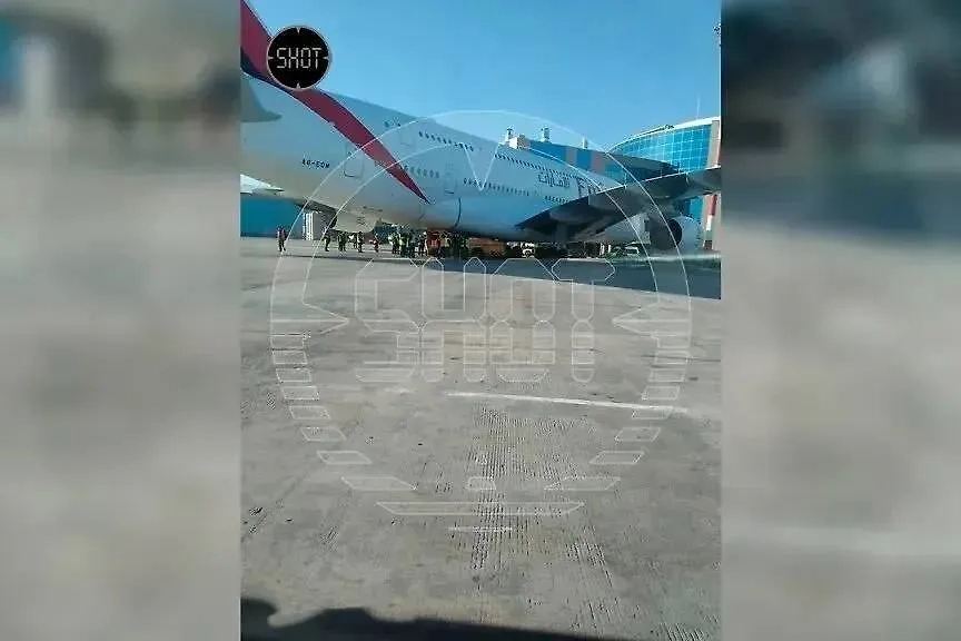 Последствия столкновения водовоза с самолётом в Домодедово. Обложка © Telegram / SHOT