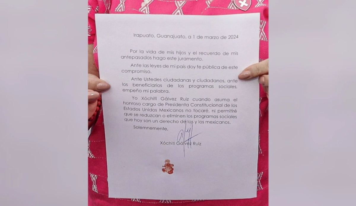Тот самый документ, который Гальвес подписала своей кровью. Фото © t.me / XochitlGalvezMexico