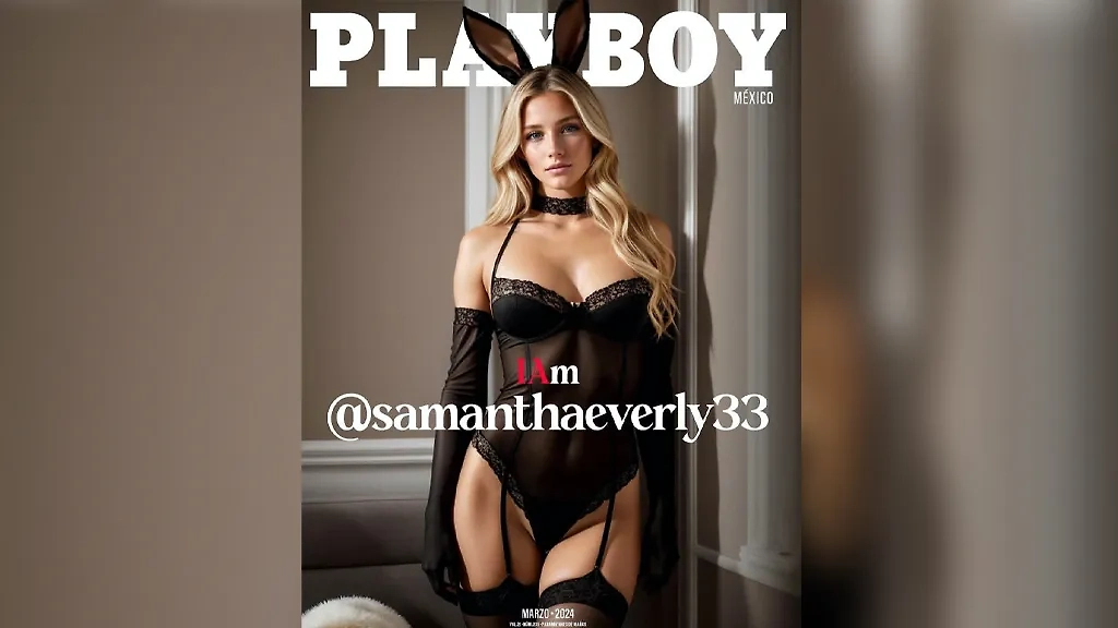 Впервые на обложке журнала оказалась сгенерированная ИИ девушка. Фото © playboy.com.mx