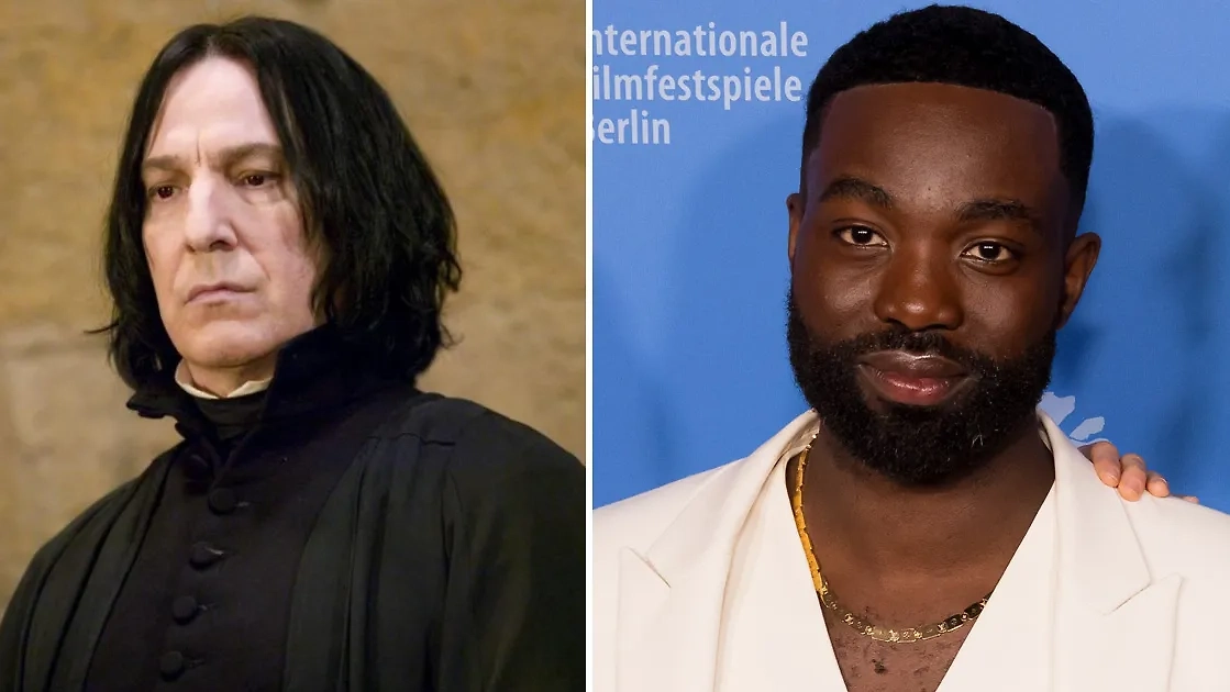 Алан Рикман в роли Северуса Снейпа и Паапа Эссьеду. Фото © Кадр из фильма «Гарри Поттер и философский камень» режиссёр Крис Коламбус и др. / Kinopoisk , © Wikipedia / Martin Kraft