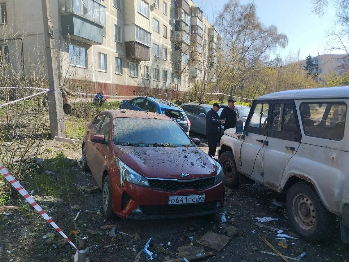 Последствия атаки дронов ВСУ на Курск. Фото © Телеграм / SKotlyarovKursk