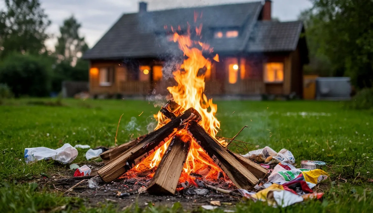 Дачникам напомнили о штрафе за сжигание мусора. Обложка © Шедеврум / Life.ru