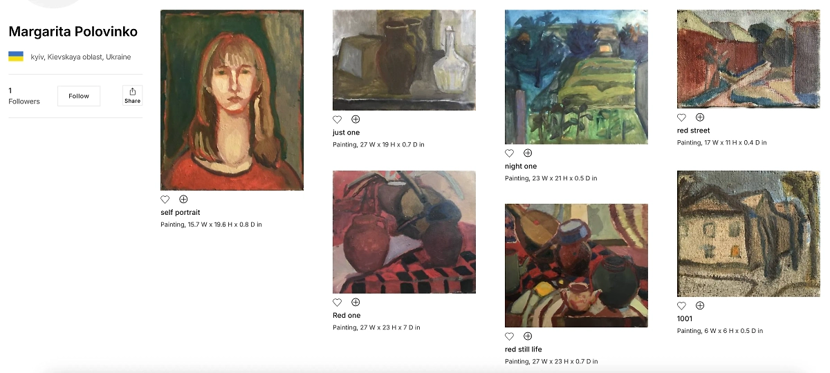 Все семь своих картин Половинко пыталась продавать на иностранных специализированных сайтах. Фото ©  saatchiart.com 