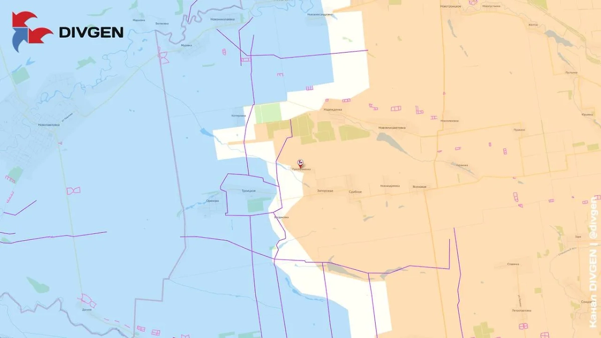 Карта СВО на 18 апреля 2025 года. Российская армия освободила Преображенку в ДНР, сообщили в Минобороны. Фото © Telegram / DIVGEN 🚩 Карта СВО