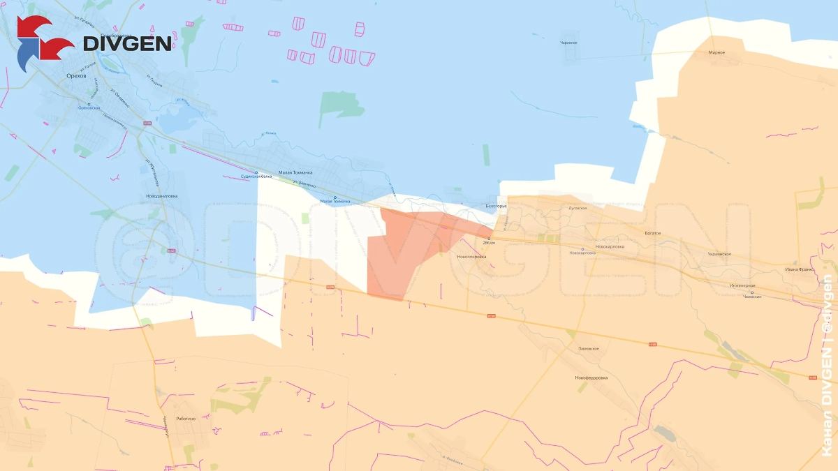 Ореховское направление. ВС РФ зашли на окраину Малой Токмачки. Фото © Telegram / DIVGEN 🚩 Карта СВО