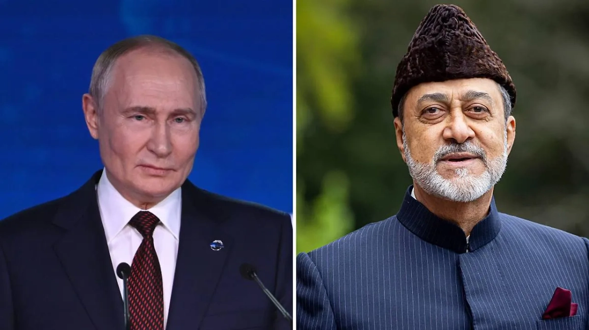 Владимир Путин и султан Омана. Обложка © Life.ru, © Gettyimages / Patrick van Katwijk