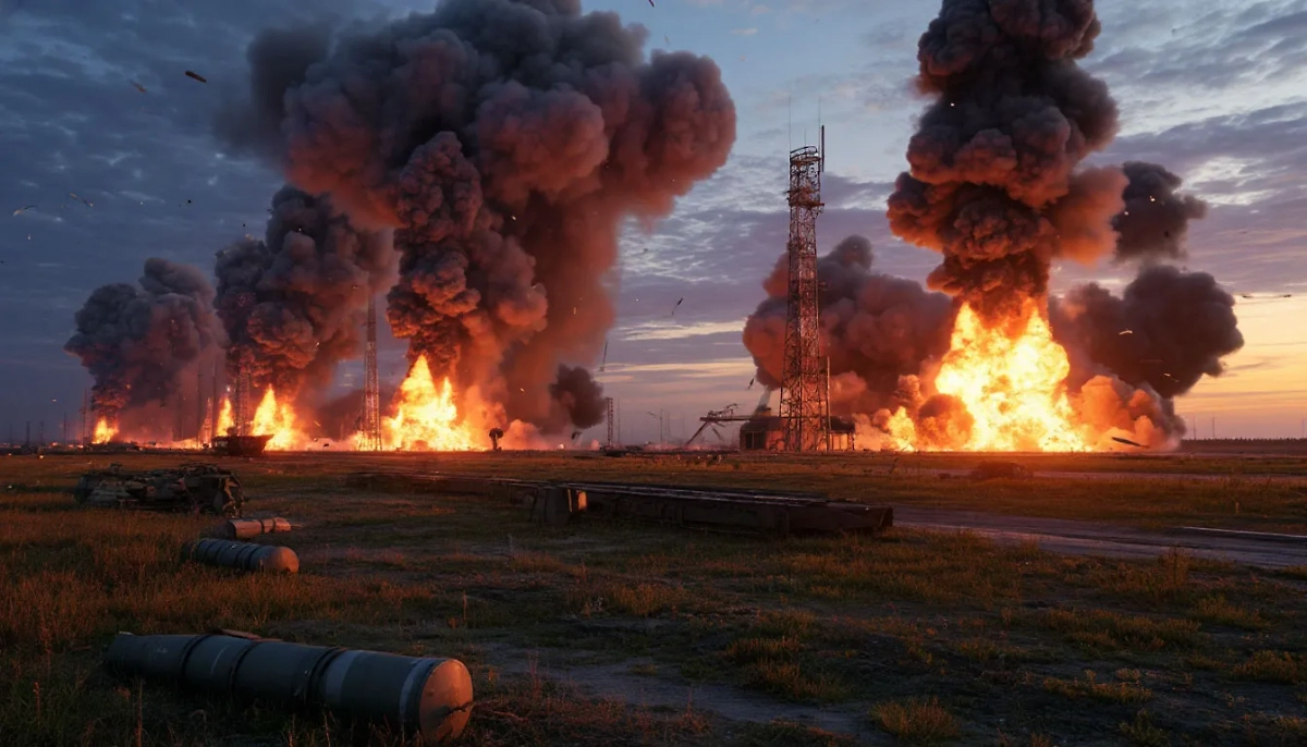 Российские силы поразили испытательный полигон украинского ОТРК «Сапсан». Обложка © Life.ru / Шедеврум