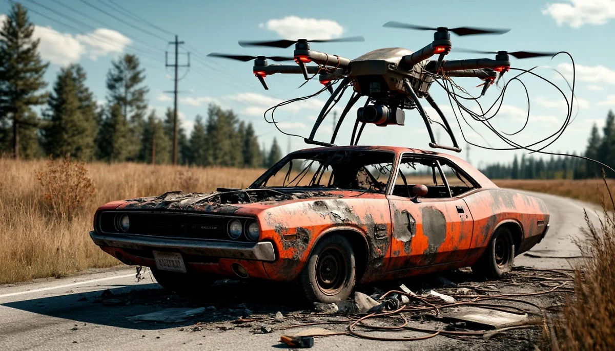 Дрон ВСУ атаковал автомобиль. Обложка © Life.ru / Шедеврум