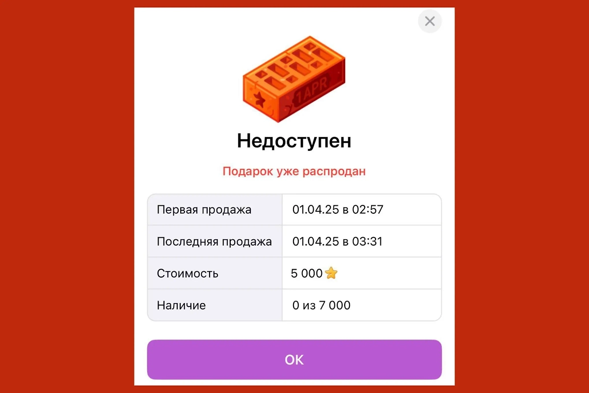 Уникальный подарок в Telegram, приуроченный ко Дню смеха. Фото © Telegram