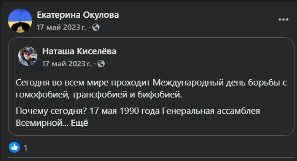 Антироссийские посты старшей внучки Бориса Ельцина Екатерины Сорокиной (Окуловой). Фото © Facebook (признан экстремистской организацией и запрещён на территории Российской Федерации) / okulova.ekaterina.9