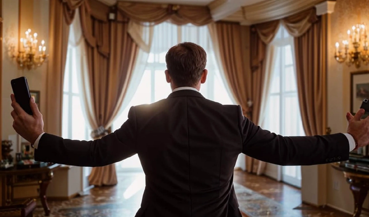 Чиновник делает селфи. Обложка © Telegram / Kandinsky 3.1