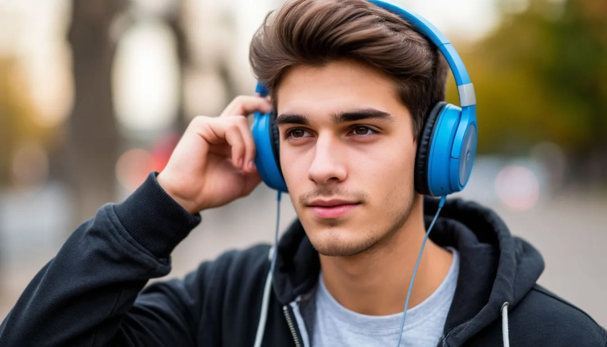 Парень прочитал Life.ru и слушает музыку на громкости 60%. Обложка © Шедеврум / Life.ru