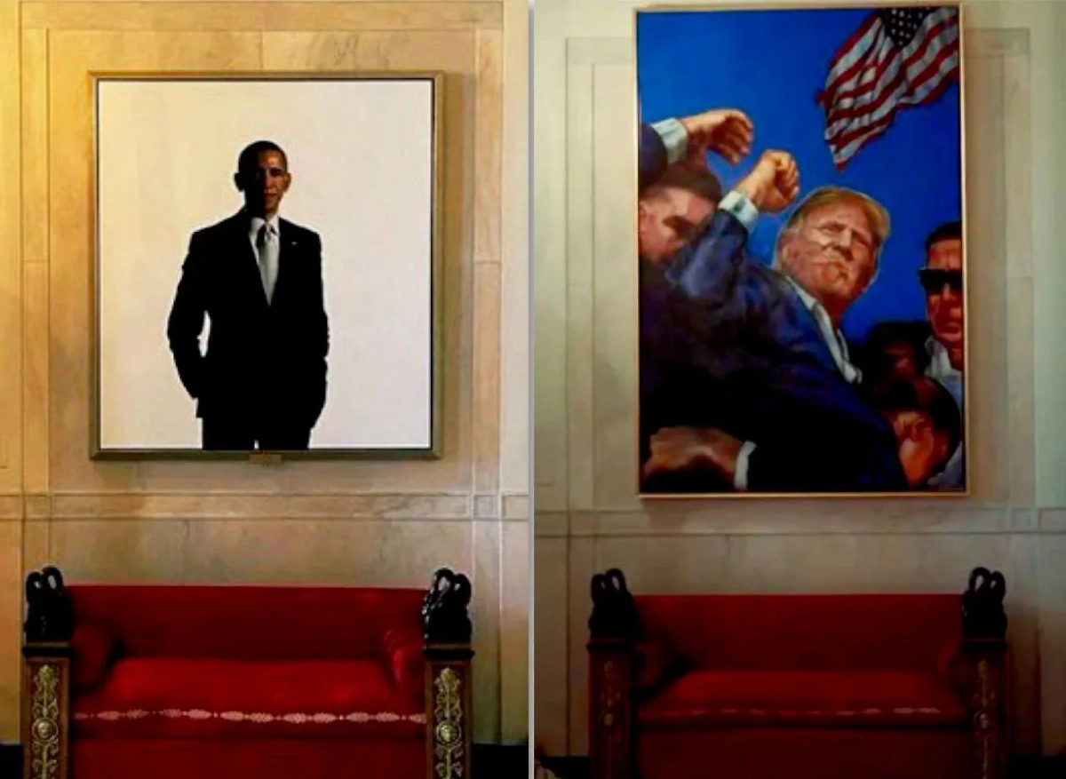 Портрет экс-президента Барака Обамы и портрет нынешного лидера Дональда Трампа. Обложка © Х / Scavino47