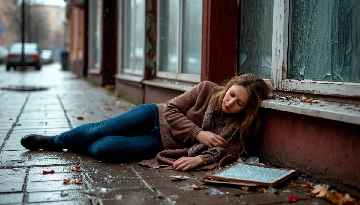 Металлический кусок окна свалился на голову петербурженки, она госпитализирована. Обложка © Life.ru / Шедеврум