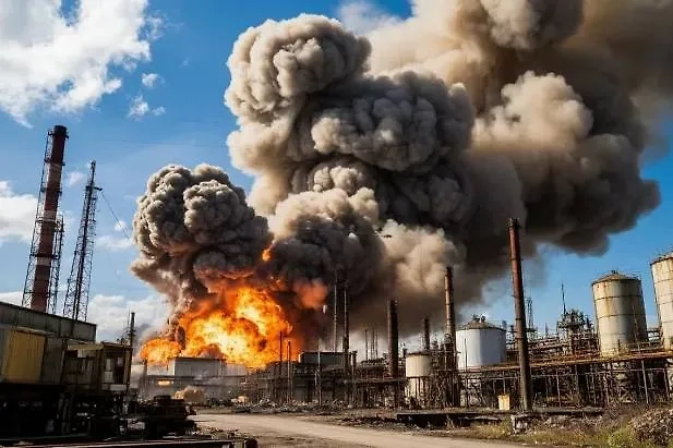 Взрыв на заводе. Обложка © Life.ru / Шедеврум
