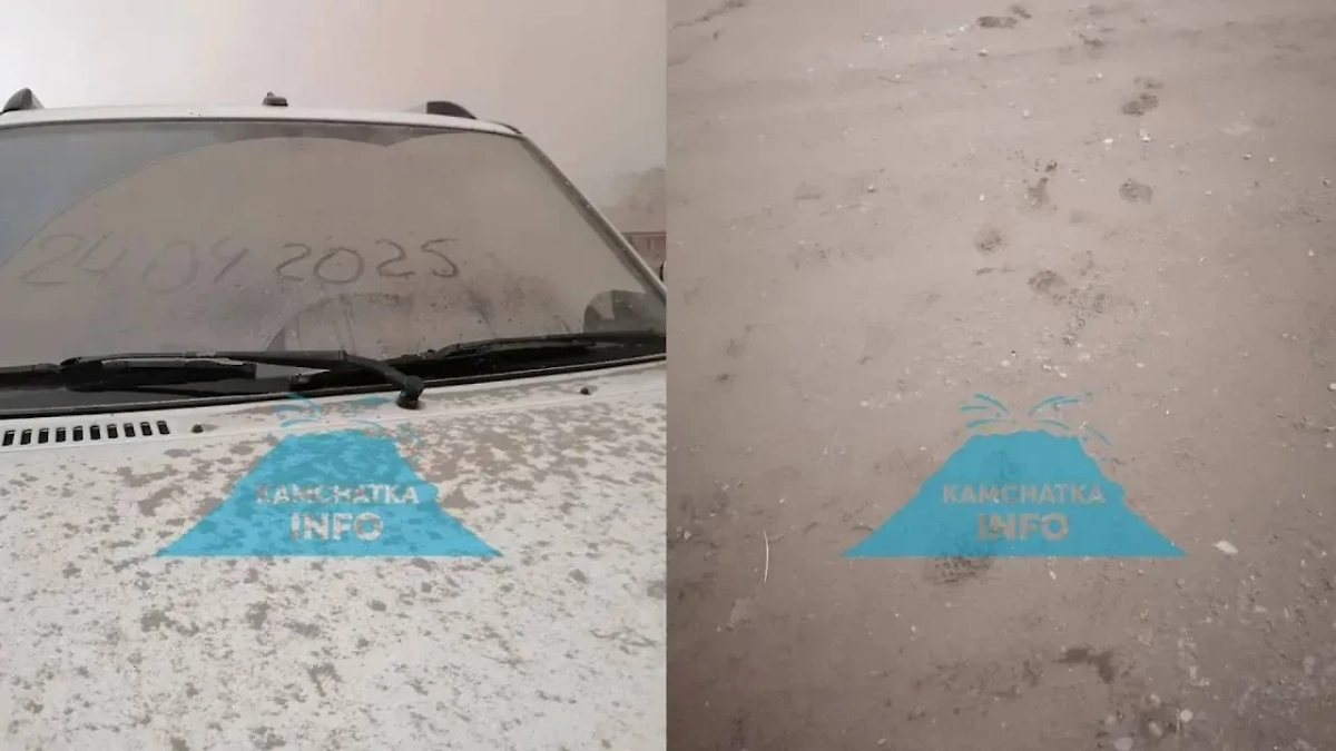 Пеплопад в результате извержения вулкана Безымянный. Фото © VK / Инфо Камчатка