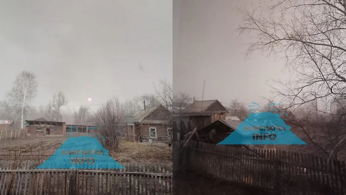 Пеплопад в результате извержения вулкана Безымянный. Фото © VK / Инфо Камчатка