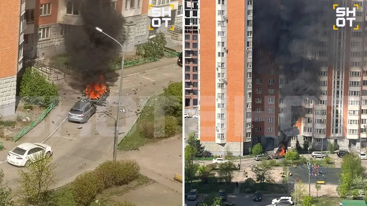 Момент взрыва автомобиля Volkswagen Golf. Фото © Telegram / shot