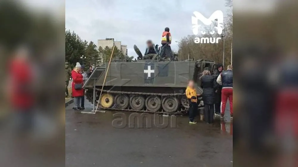 Тот самый бронетранспортёр. Фото © Telegram / Amur Mash