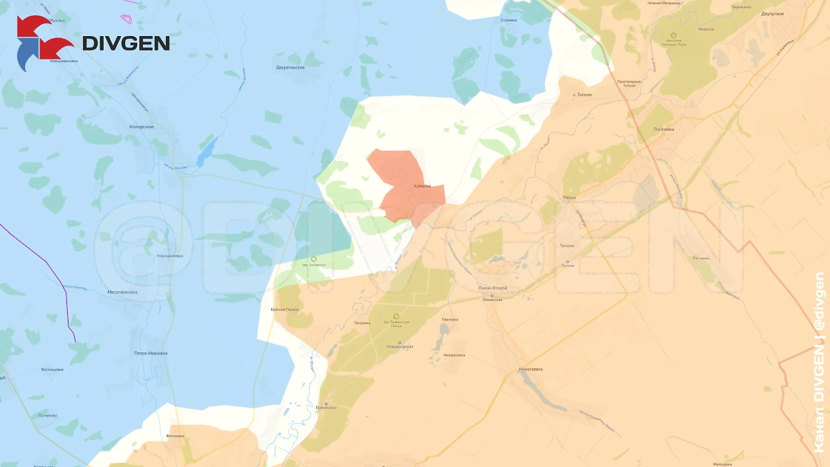 Карта СВО на 29 апреля 2025 года. Группировки войск «Запад» освободили населённый пункт Каменка Харьковской области. Фото © Telegram / DIVGEN 🚩 Карта СВО