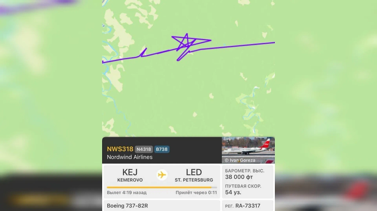 Звезда в небе. Скриншот © Flightradar24