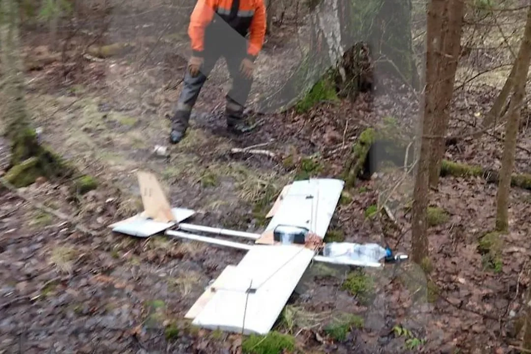 Дрон из фанеры и бутылки нашли в лесополосе московского посёлка. Фото © Telegram / Mash