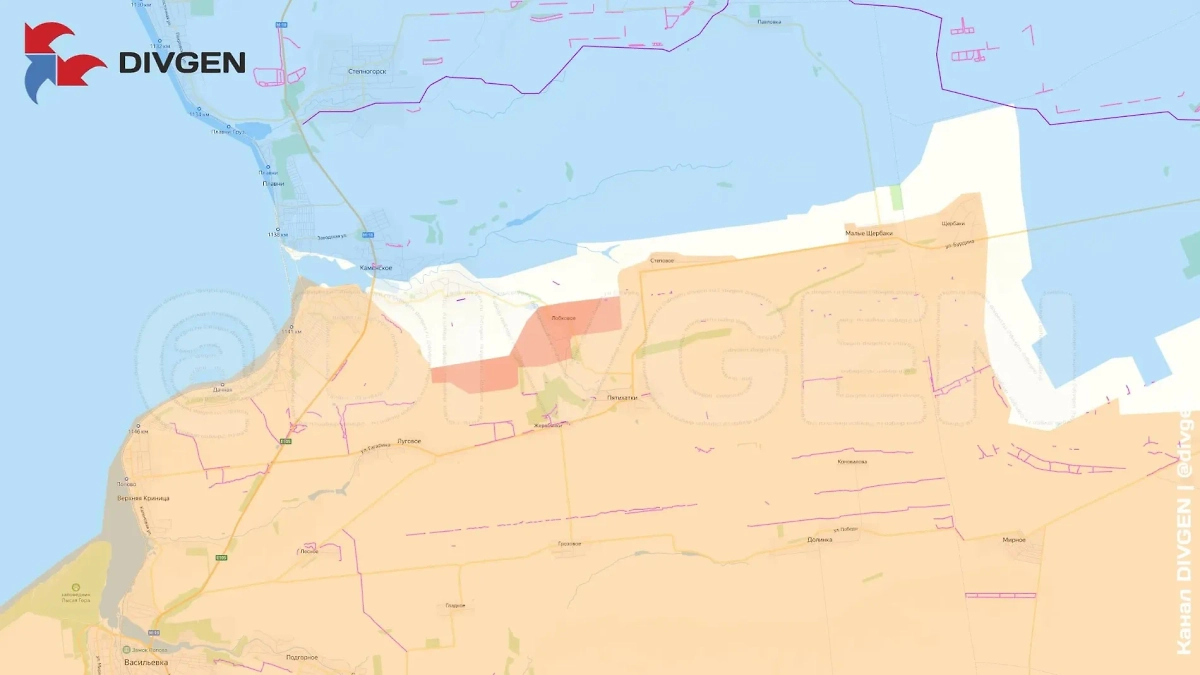 Карта СВО 3 апреля 2025 года. Российская армия взяла под контроль Лобковое в Запорожской области. Фото © Telegram / divgen