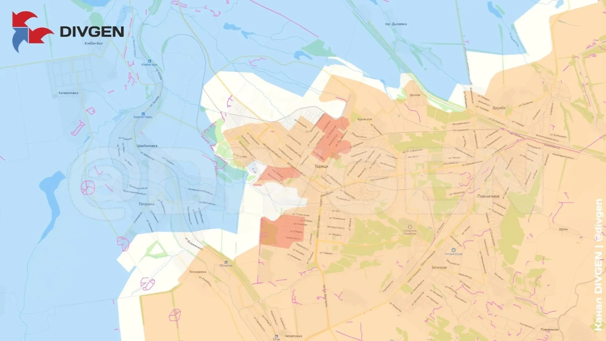 Карта СВО 3 апреля 2025 года. В Дзержинске ВС РФ делают успехи. Фото © Telegram / divgen