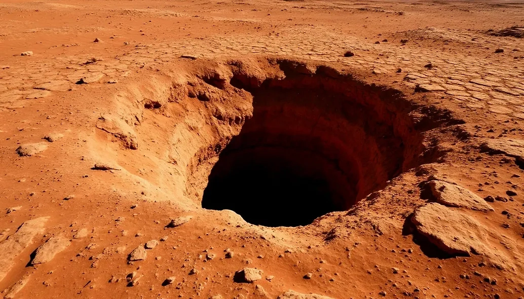 На Марсе нашли загадочное отверстие. Обложка © Шедеврум / Life.ru