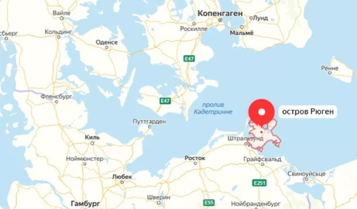 Остров Буян из сказок Пушкина: курорт в Германии с русской историей. Фото © Yandex Карты