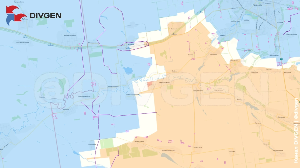 Карта СВО 5 апреля 2025 года. Освобождена Ямполовка на севере ДНР. Фото © Telegram / DIVGEN. Карта СВО